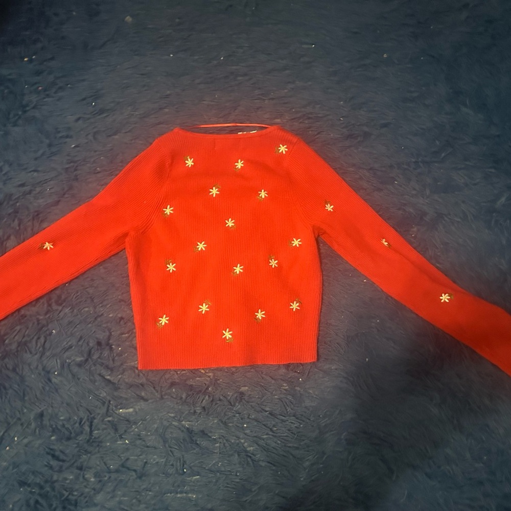 Women's Red Sweater with Star Accents